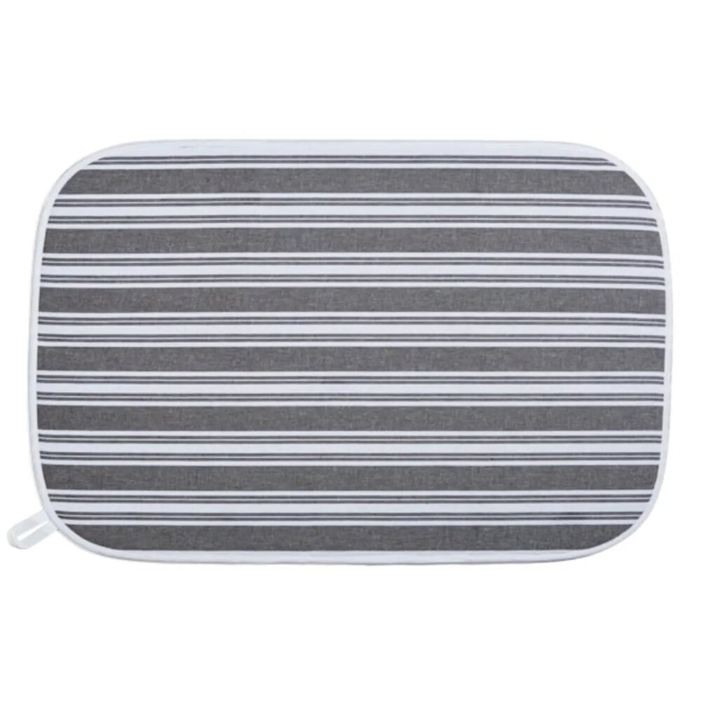 New ! Grove Collaborative Stripes Gray/White Dish Drying Mat 16X18"